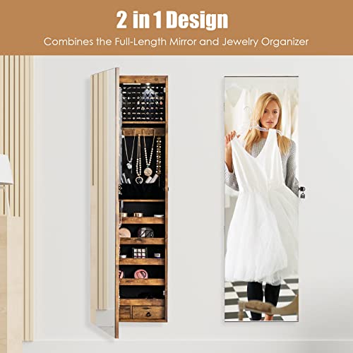 Giantex Jewelry Armoire Cabinet with Mirror, LED Lights