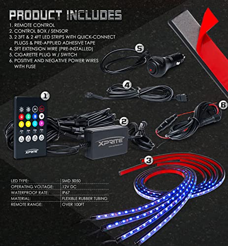 Xprite VIP Car Neon Accent Lights Kit with Remote