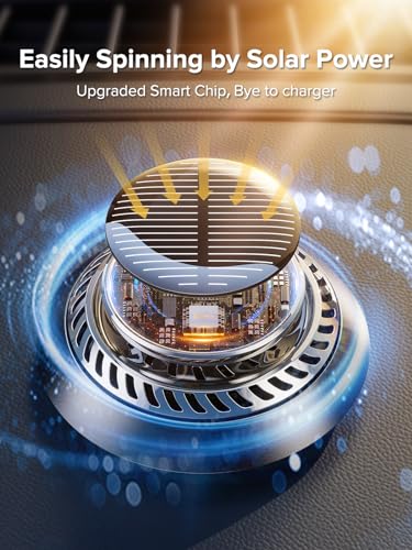 CEENIU UFO Car Air Freshener, Solar Powered Rotary