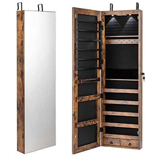 Giantex Jewelry Armoire Cabinet with Mirror, LED Lights