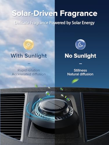 CEENIU UFO Car Air Freshener, Solar Powered Rotary