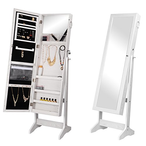 VIP White Wooden Lockable Jewelry Cosmetic Cabinet Armoire