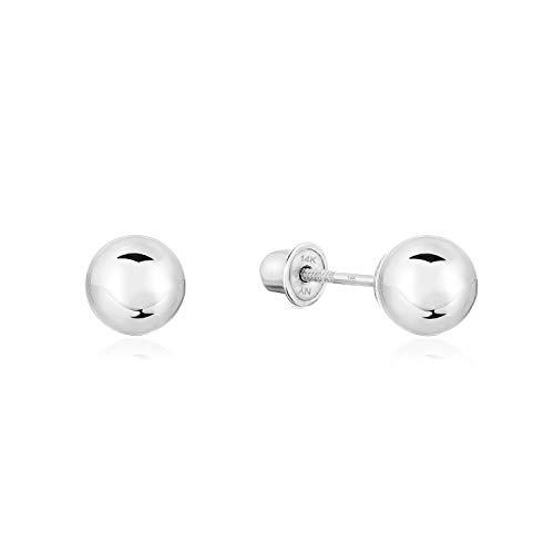 VIP White Gold Ball Stud Earrings with Secure Backs