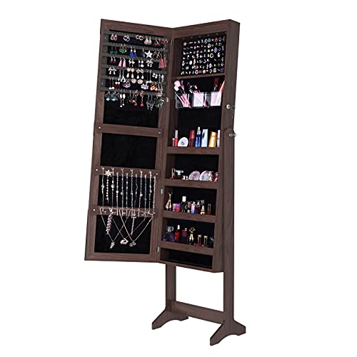 Soges Lockable Jewelry Armoire Organizer with Full Length Mirror