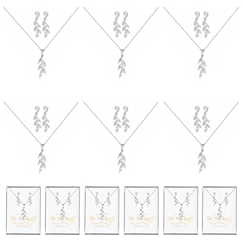 VIP Bridesmaid Necklace Earrings Set - Leaf Pendant