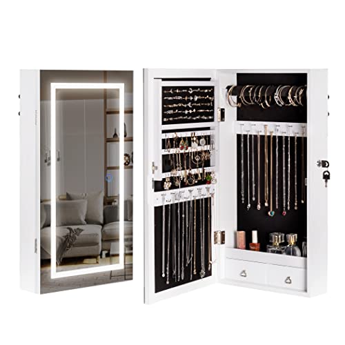 VIP LED Jewelry Armoire with Wall/Door Mirror Organizer