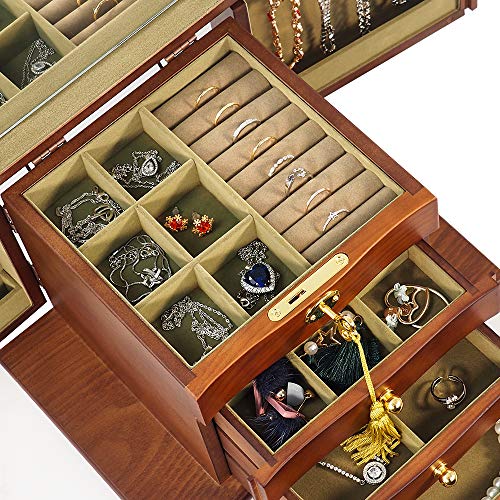 VIP Luxury Wooden Jewelry Box Cabinet Organizer (Brown)