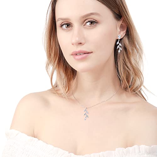 VIP Bridesmaid Necklace Earrings Set - Leaf Pendant