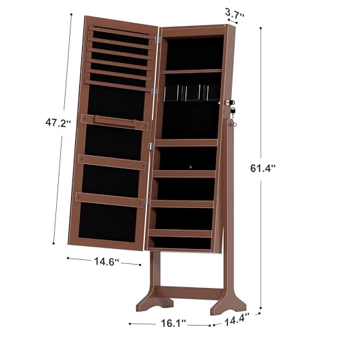 Soges Lockable Jewelry Armoire Organizer with Full Length Mirror