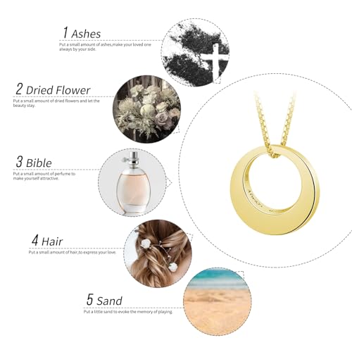 Gold Cremation Jewelry Pendant - Circle of Life Theme