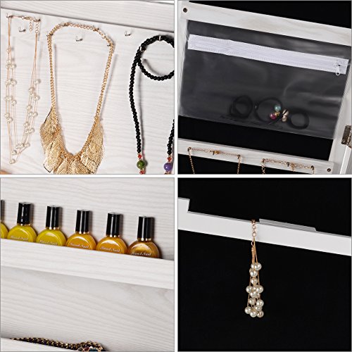 VIP White Wooden Lockable Jewelry Cosmetic Cabinet Armoire