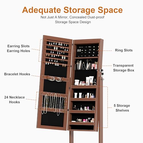 Soges Lockable Jewelry Armoire Organizer with Full Length Mirror