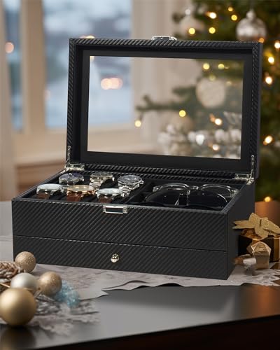 Luxury Watch and Sunglass Organizer with Jewelry Case