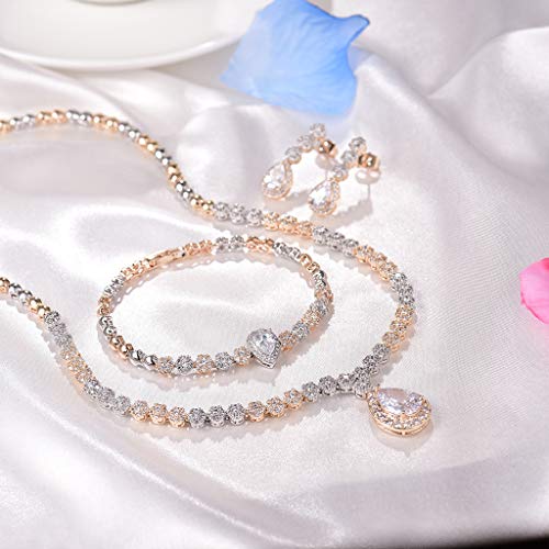 White Gold Plated Jewelry Set with CZ, Allergy-Free