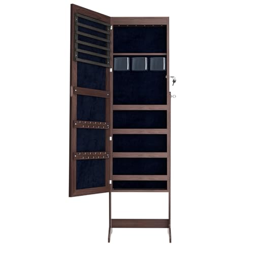 Soges Lockable Jewelry Armoire Organizer with Full Length Mirror