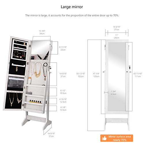 VIP White Wooden Lockable Jewelry Cosmetic Cabinet Armoire