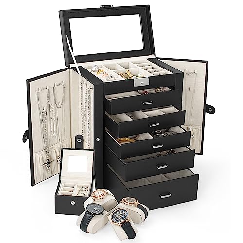 TORIBIO 2 in 1 Jewelry Organizer & Travel Case
