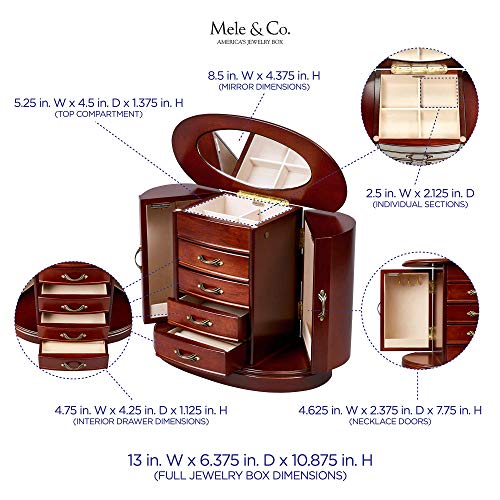 Mele & Co. Heloise Wooden Jewelry Box Organizer