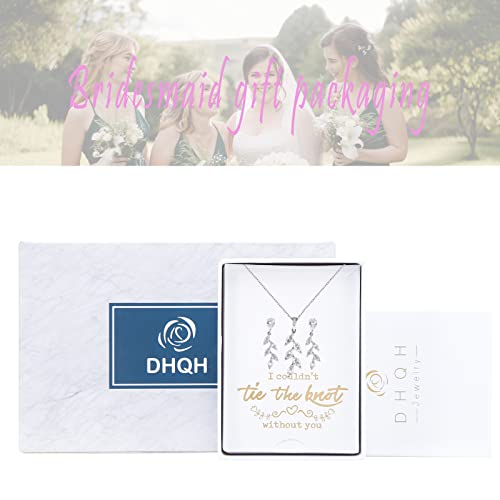 VIP Bridesmaid Necklace Earrings Set - Leaf Pendant