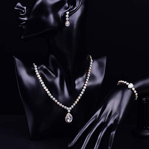 White Gold Plated Jewelry Set with CZ, Allergy-Free