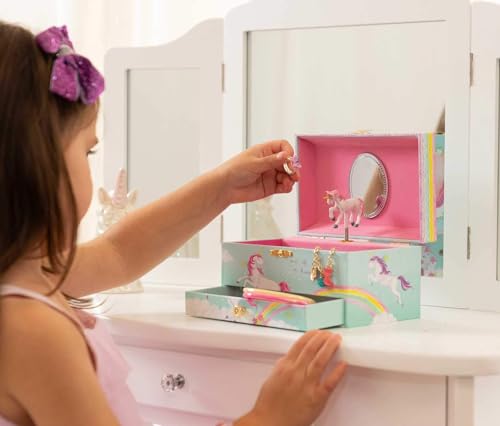 Rainbow Unicorn Musical Jewelry Storage Box for Girls