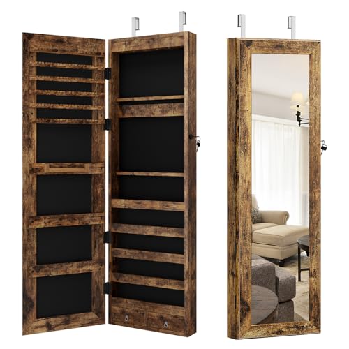 SogesGame Mirrored Jewelry Armoire Organizer with Makeup Shelves