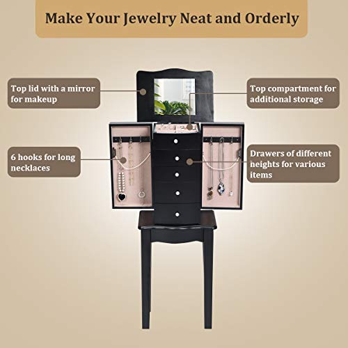 Giantex 33" Tall Jewelry Armoire Cabinet With Mirror