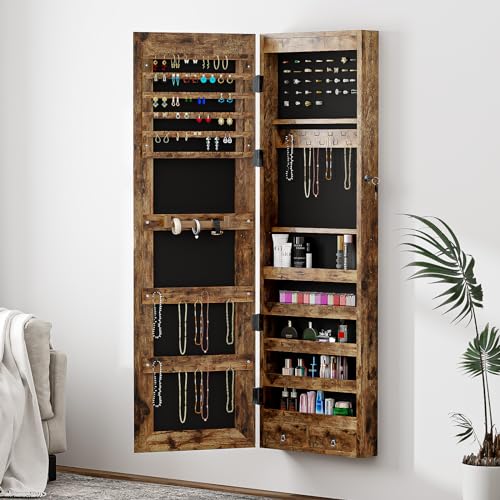 DlandHome VIP Jewelry Armoire Organizer with Mirror & Drawers