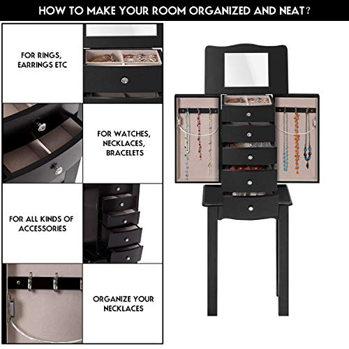 Giantex 33" Tall Jewelry Armoire Cabinet With Mirror