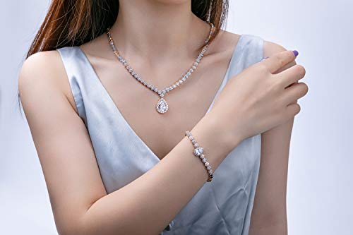 White Gold Plated Jewelry Set with CZ, Allergy-Free