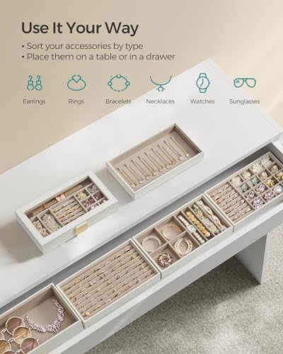 VIP Jewelry Tray Organizer by SONGMICS in Cloud White