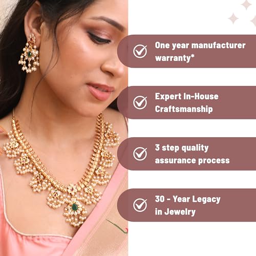TARINIKA Gold-plated Brass Premal Necklace Set Women Girls