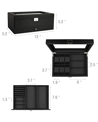 Luxury Watch and Sunglass Organizer with Jewelry Case