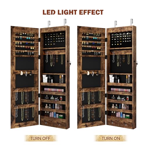 DlandHome VIP Jewelry Armoire Organizer with Mirror & Drawers