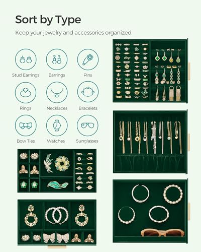 Modern Jewelry Organizer with Glass Window and Drawers