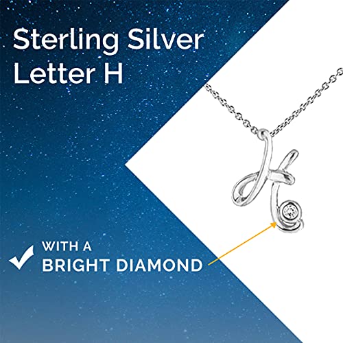 VIP Sterling Silver Diamond Letter Necklace Initial H