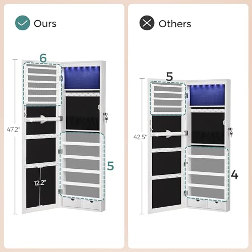 VIP SONGMICS LED Jewelry Cabinet Armoire, White