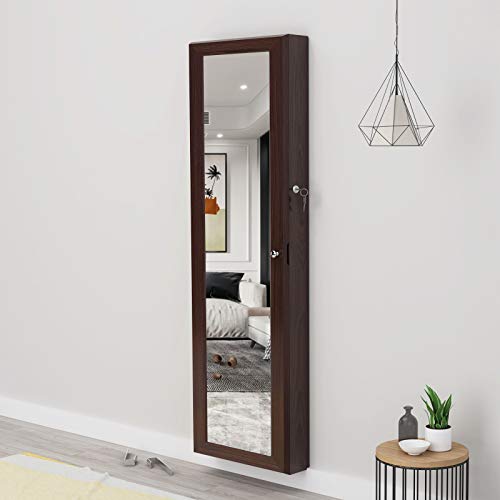 Soges Lockable Jewelry Cabinet with Full Length Mirror