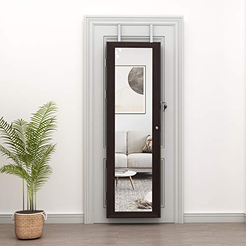 Soges Lockable Jewelry Cabinet with Full Length Mirror