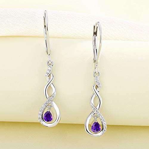VIP Sterling Silver Infinity Earrings with Amethyst Twists