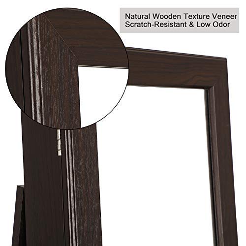 360° Rotatable Jewelry Organizer Armoire, Lockable, Brown