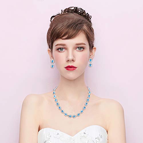 BriLove Aquamarine CZ Wedding Jewelry Set VIP Collection