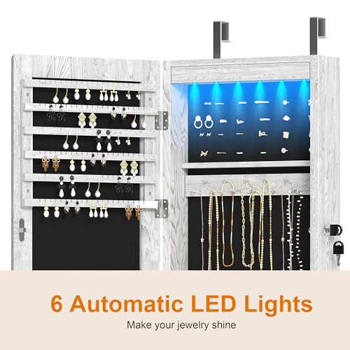 VIP Jewelry Cabinet with Lock, Mirror, LED Lights