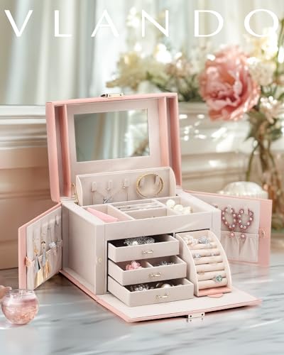 Baroque Jewelry Storage Box with Mirror and Drawers