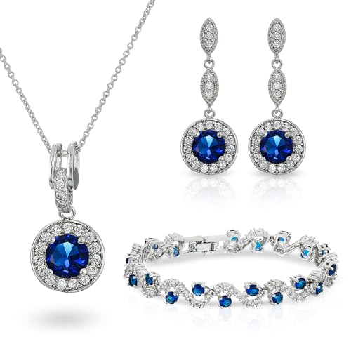 Blue Simulated Sapphire Jewelry Set for VIP Women