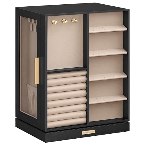 VIP Jewelry Box: 360° Rotating, 5 Drawers, Graphite Black