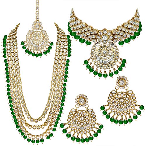 Aheli Indian Wedding Kundan Beaded Bridal Jewelry Set