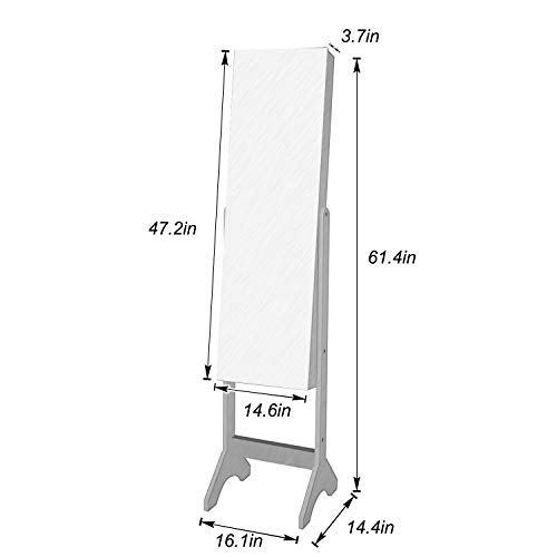 SogesPower VIP Jewelry Armoire, Lockable, Free Standing Mirror