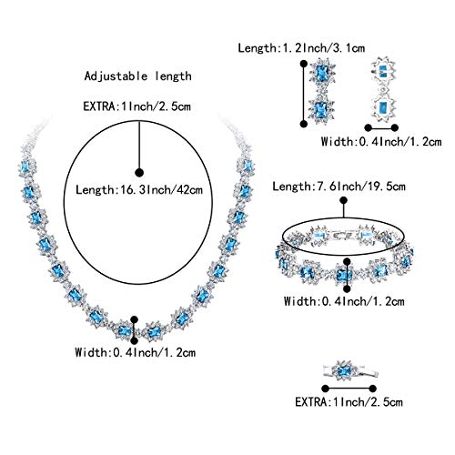 BriLove Aquamarine CZ Wedding Jewelry Set VIP Collection