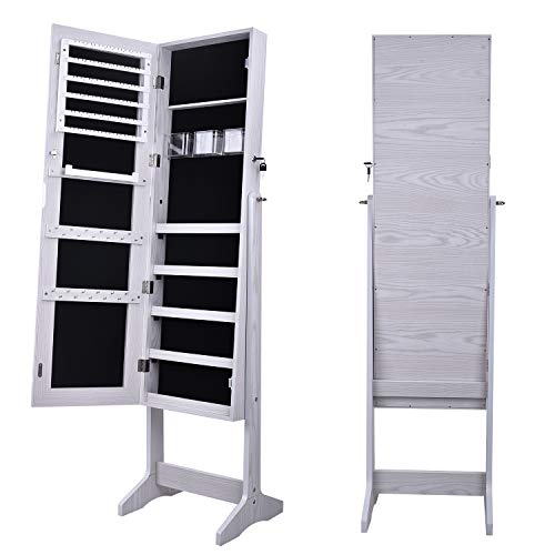 SogesPower VIP Jewelry Armoire, Lockable, Free Standing Mirror